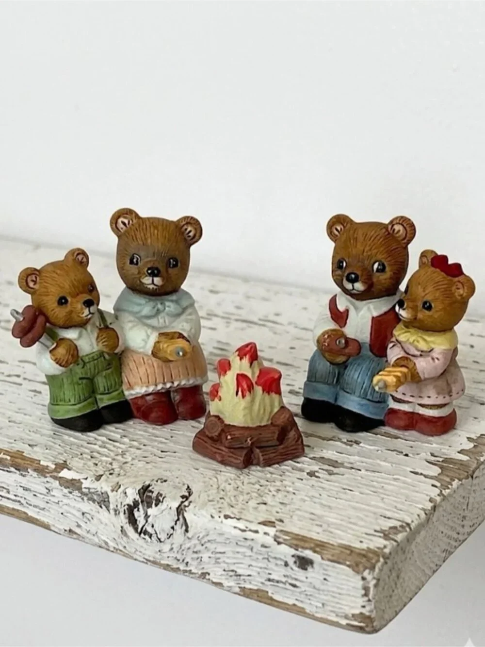 Vintage Campfire Bear Family #1446 Porcelain Hand Painted Figures 3 Piece Set